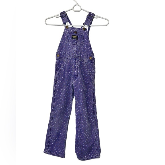 Vintage OshKosh b’gosh purple floral corduroy Overalls sz 6 made USA - Picture 1 of 4